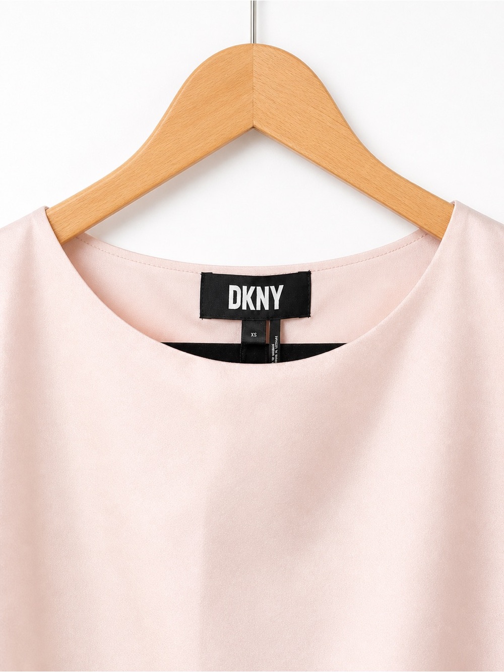 DKNY Pale Blush Satin Overlay Top Sz XS - Picture 4 of 4